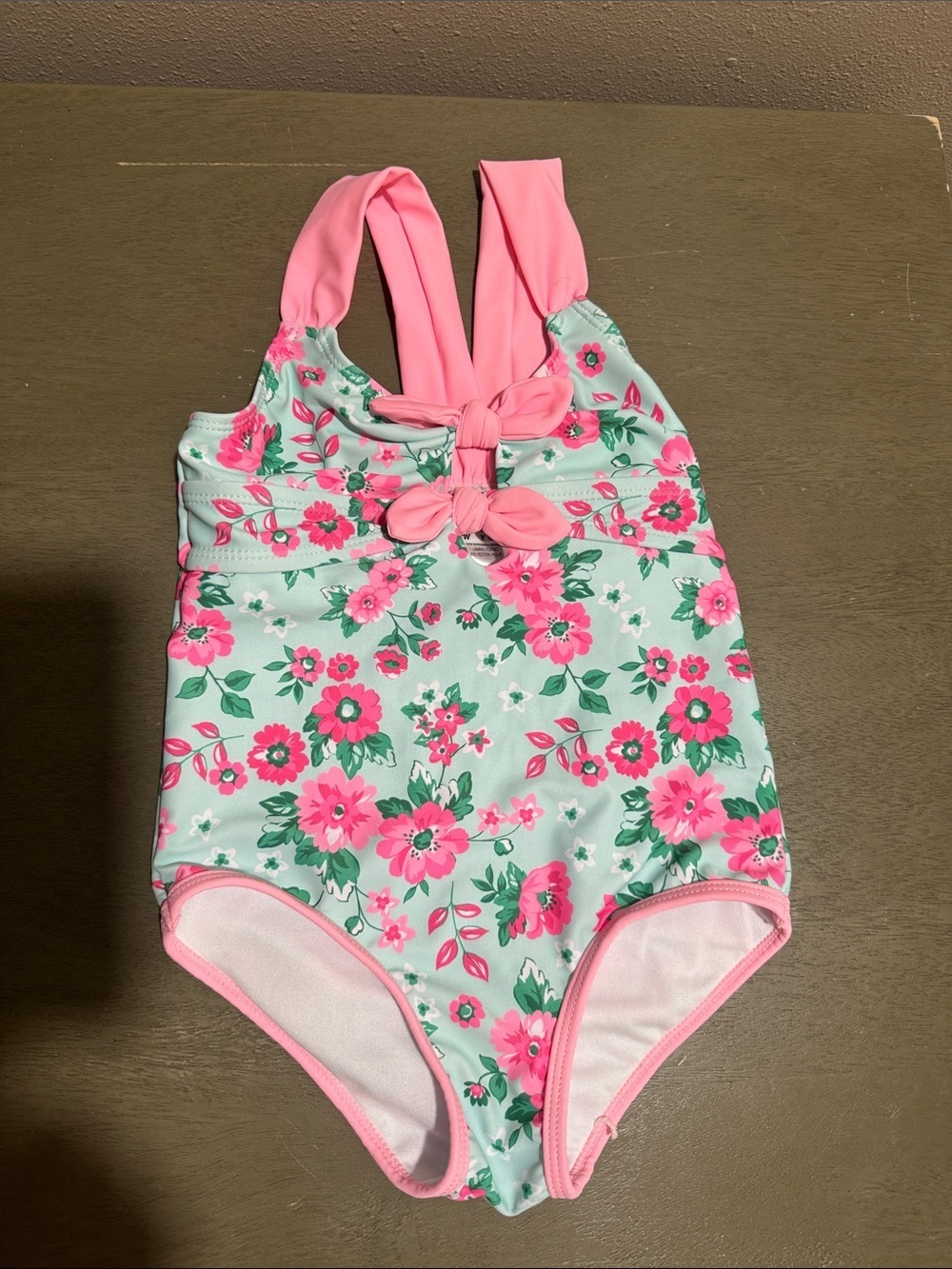 Nicole Miller Girls Floral One-Piece Swimsuit in Mint and Pink